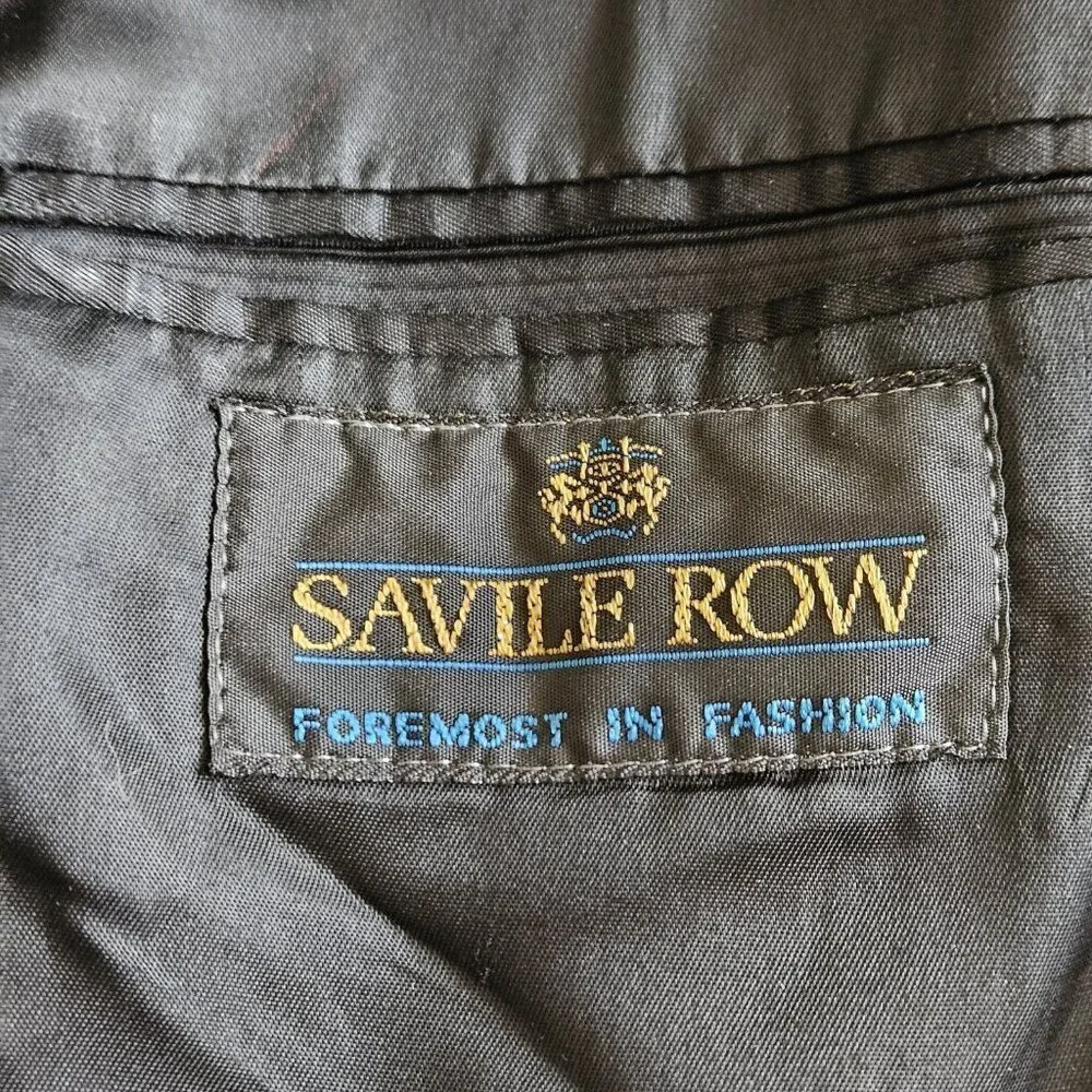 Savile Row Blazer Mens US 46 Black Gray Wool Alpaca Lined 2B Ventless Vtg FLAWS